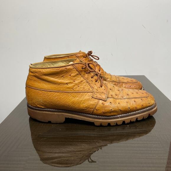Belvedere Ostrich Leather Lace Up Ankle Boots Men\'s 9 main image 12